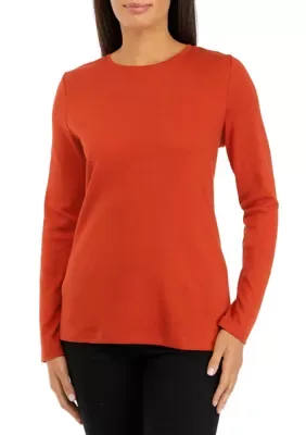 Long Sleeve Crew Neck Solid T-Shirt