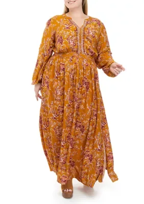 Embroidered Split Hem Maxi Dress by Wonderly