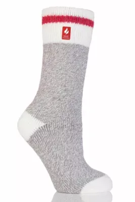 Snowdrop Cream Block Twist Crew Sock by Heat Holders