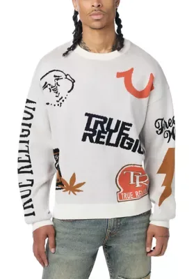 Long Sleeve Multi Logo Sweater by True Religion