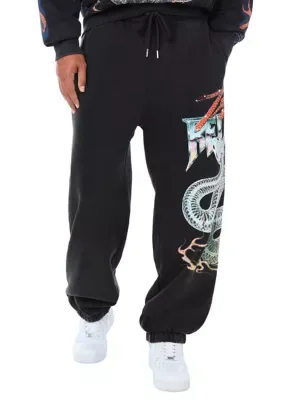 Washed Snake Print Knit Joggers by True Religion