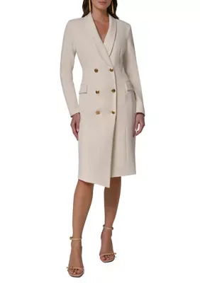 Long Sleeve Double-Breasted Blazer Midi Dress by Donna Karan