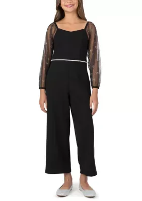 Sheer Sleeve Scuba Jumpsuit by Speechless