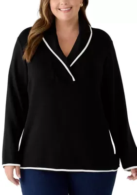 Long Sleeve Shawl Collar Freeflow Sweatshirt by Kim Rogers