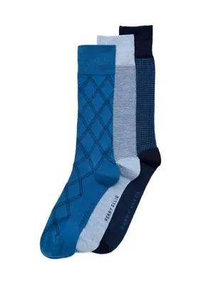 Plaid Feather Hound Crew Socks 3 Pack by Perry Ellis