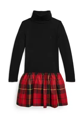 Plaid-Skirt Turtleneck Dress by Ralph Lauren