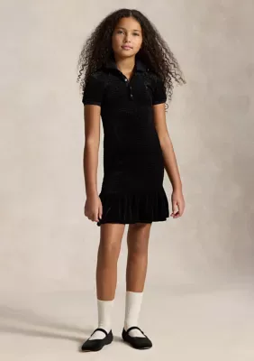 Smocked Velour Polo Dress by Ralph Lauren