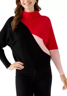 Long Sleeve Colorblock Dolman Sleeve Funnel Neck Sweater by Philosophy