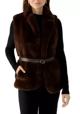 Belted Faux Fur Vest