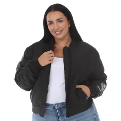 Quilted Zip-Front Bomber Jacket by White Mark