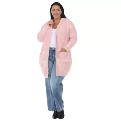 Star Print Hooded Plush Hooded Cardigan