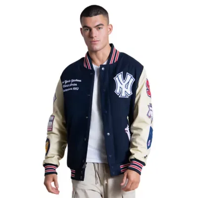 MLB Navy/Cream New York Yankees 50th Year Full-Zip Varsity Jacket by Starter