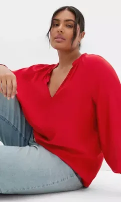 Felicity Relaxed V Neck Shirt by City Chic