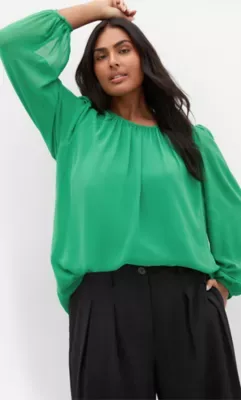 Kelly Sheer Sleeve Top by City Chic