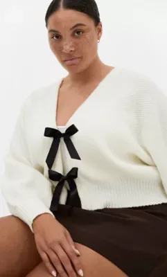 Belle Bow Knit Cardigan by City Chic