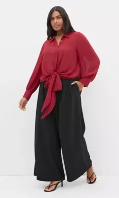 Jane Tie Hem Shirt by City Chic