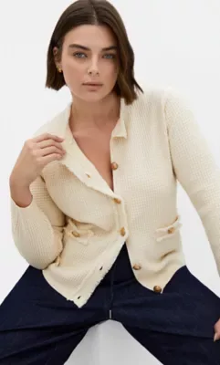 Cleo Textured Knit Cardigan by City Chic