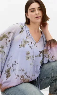 Love Border Print Top by City Chic