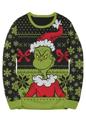 The Grinch Mischievous Smile Long Sleeve Sweater by Dr Seuss the Grinch