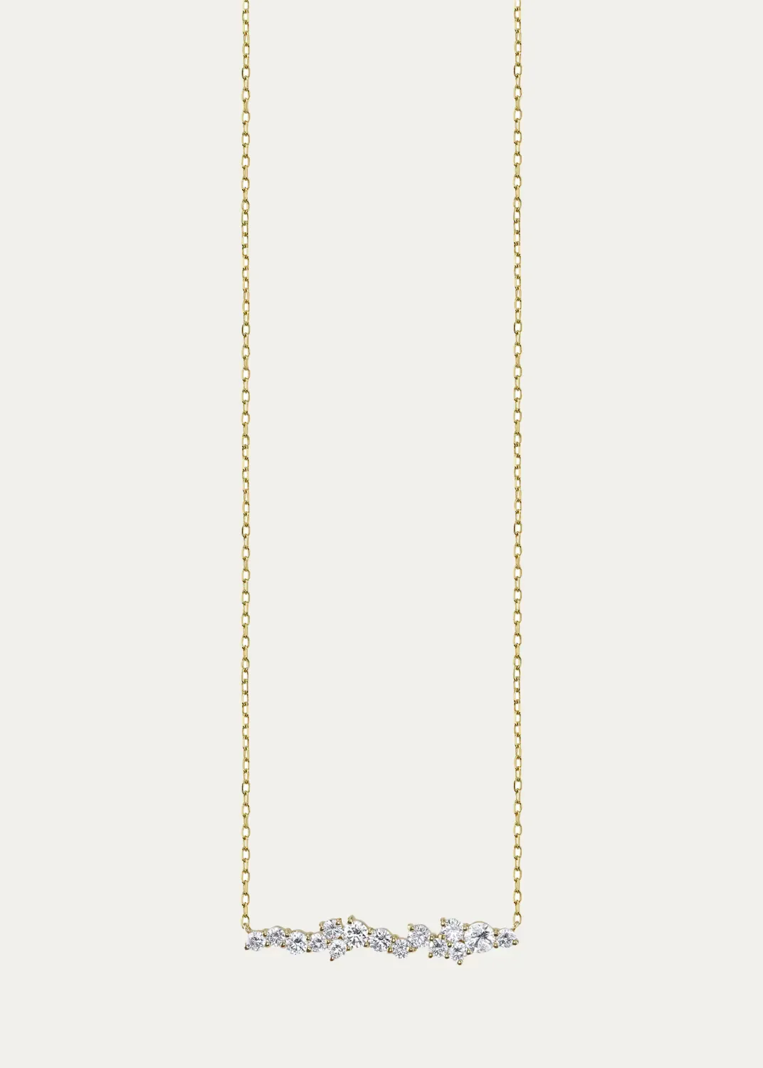 14K Yellow Gold Diamond Cocktail Short Bar Necklace by Sydney Evan