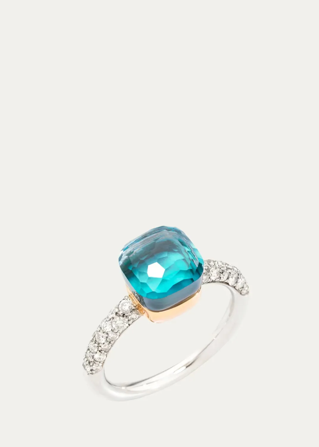Nudo 18K Two-Tone Gold & Sky Blue Topaz Doublet & Diamond Petite Ring