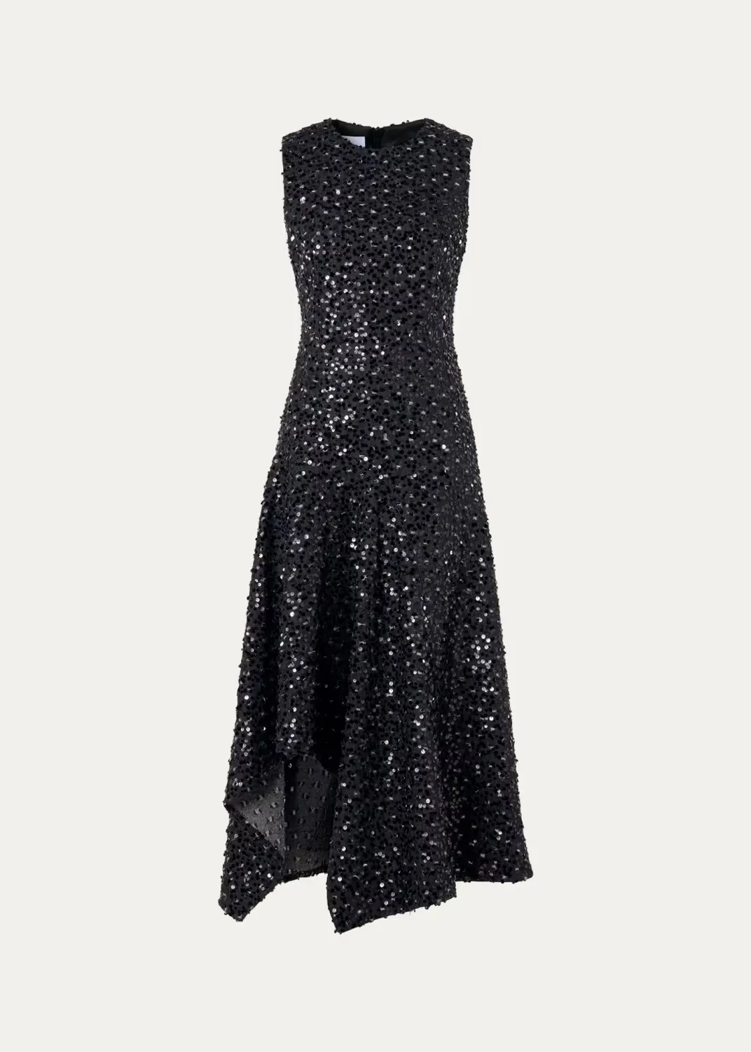 Sequined Denim Sleeveless Handkerchief Midi Dress by Akris Punto