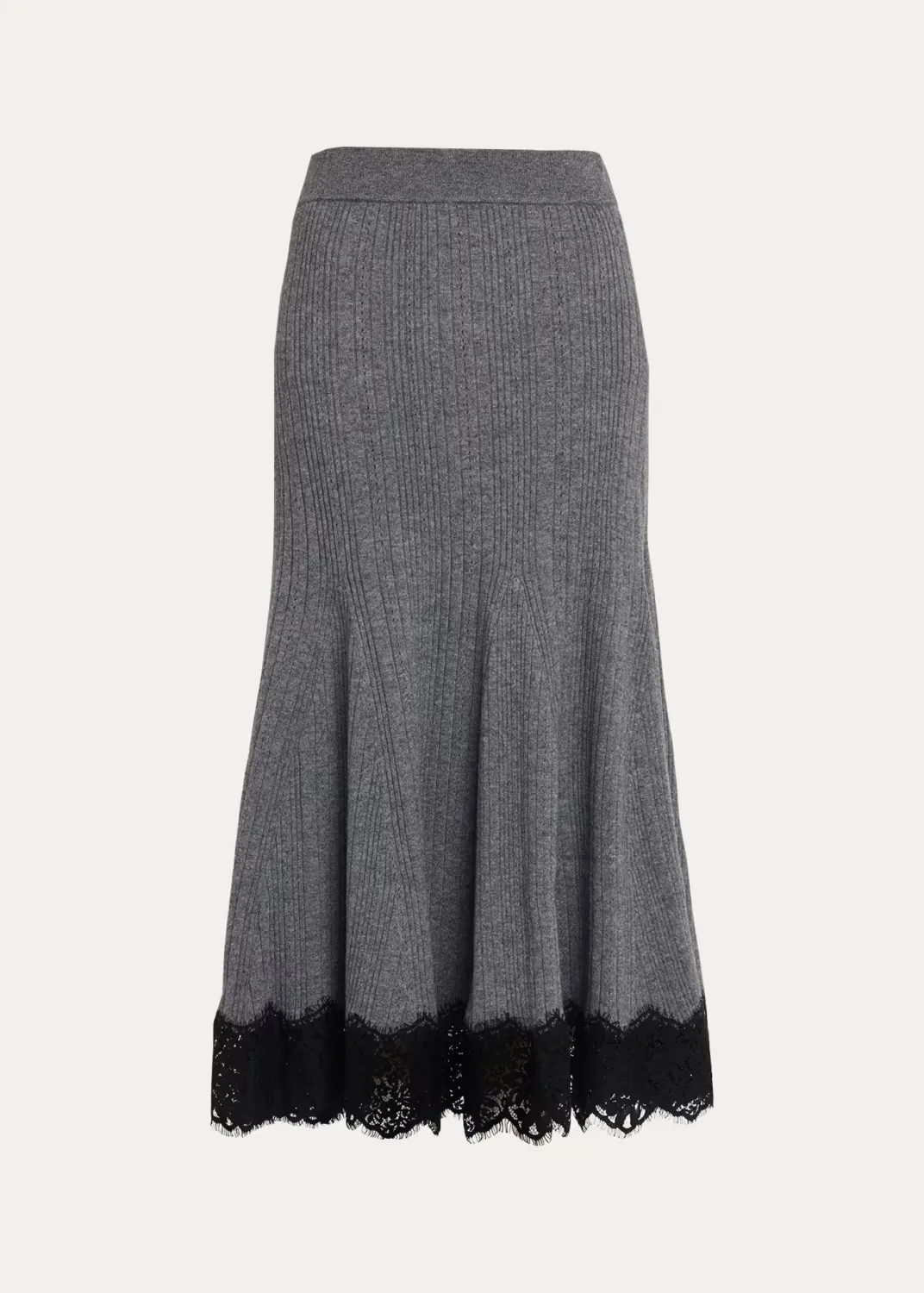 Parisa Lace-Trim Ribbed Midi Skirt by Cara Cara