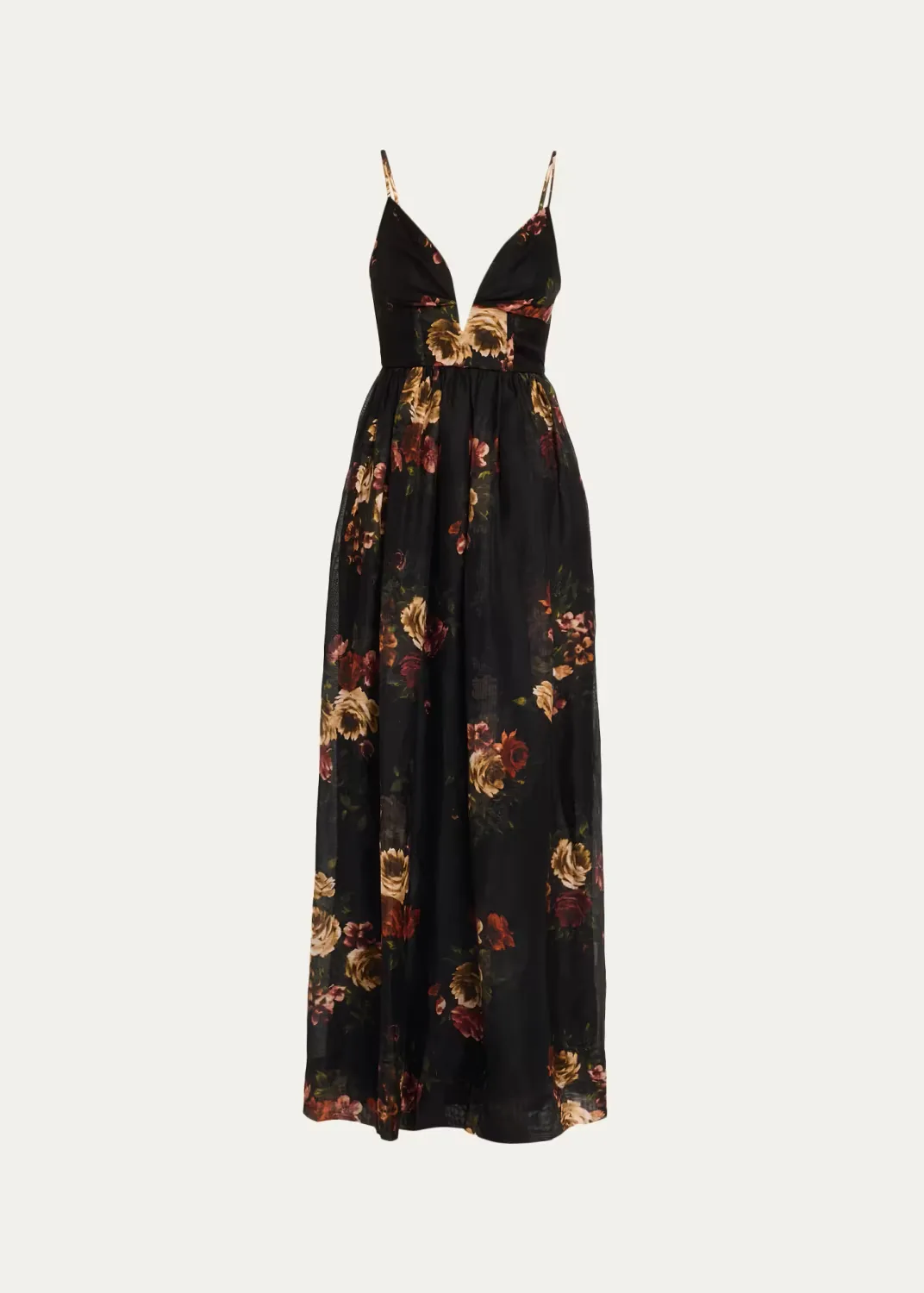 Pero Floral Silk-Linen Gown by Cara Cara
