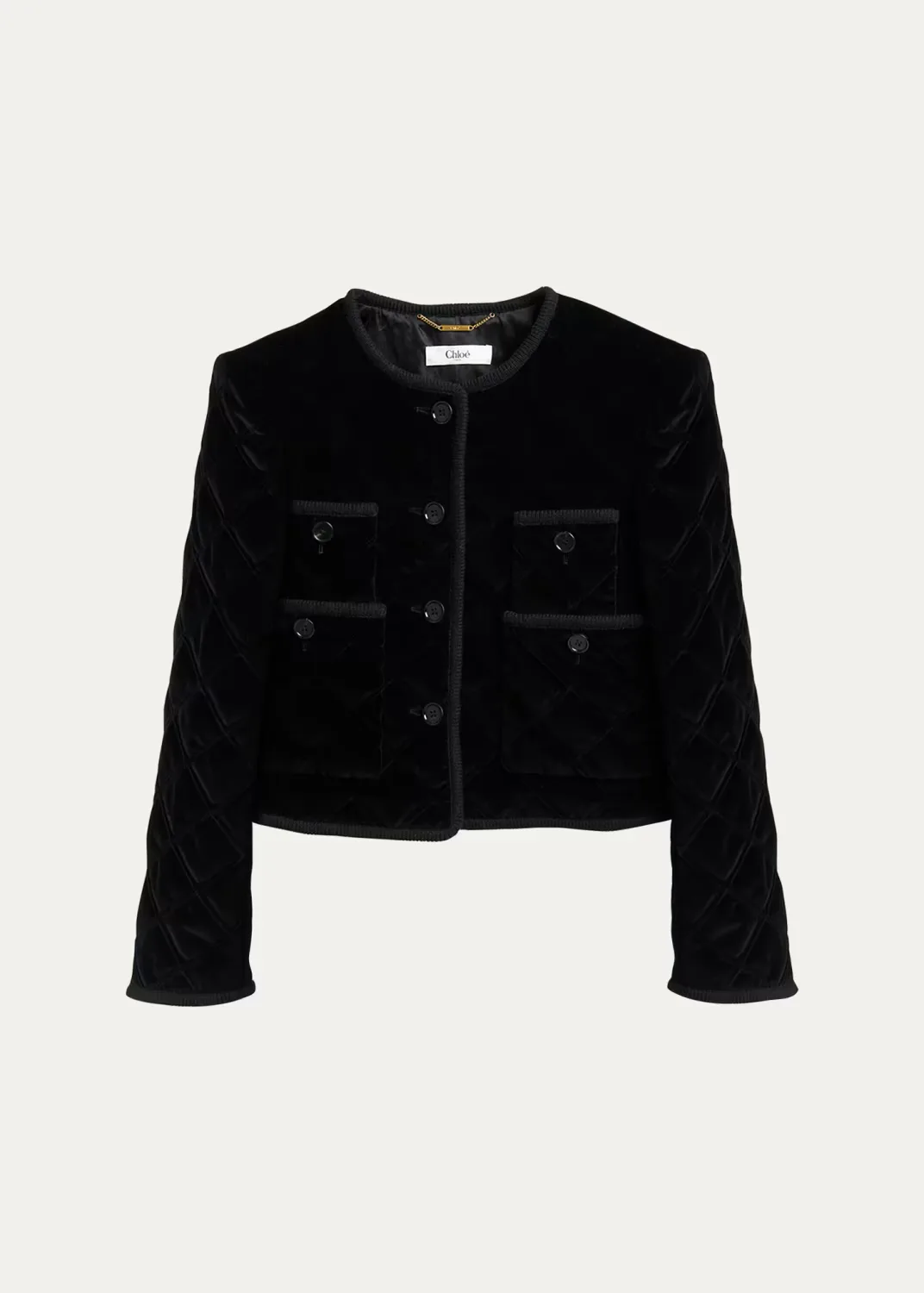Floral-Trim Cotton Velvet Jacket by Chloé