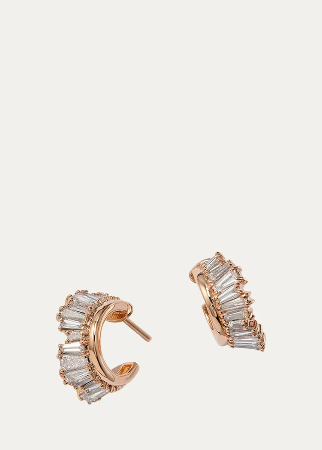 Petite Ruched 20K Rose Gold & 2.52 TCW Diamond Hoop Earrings by Nak Armstrong