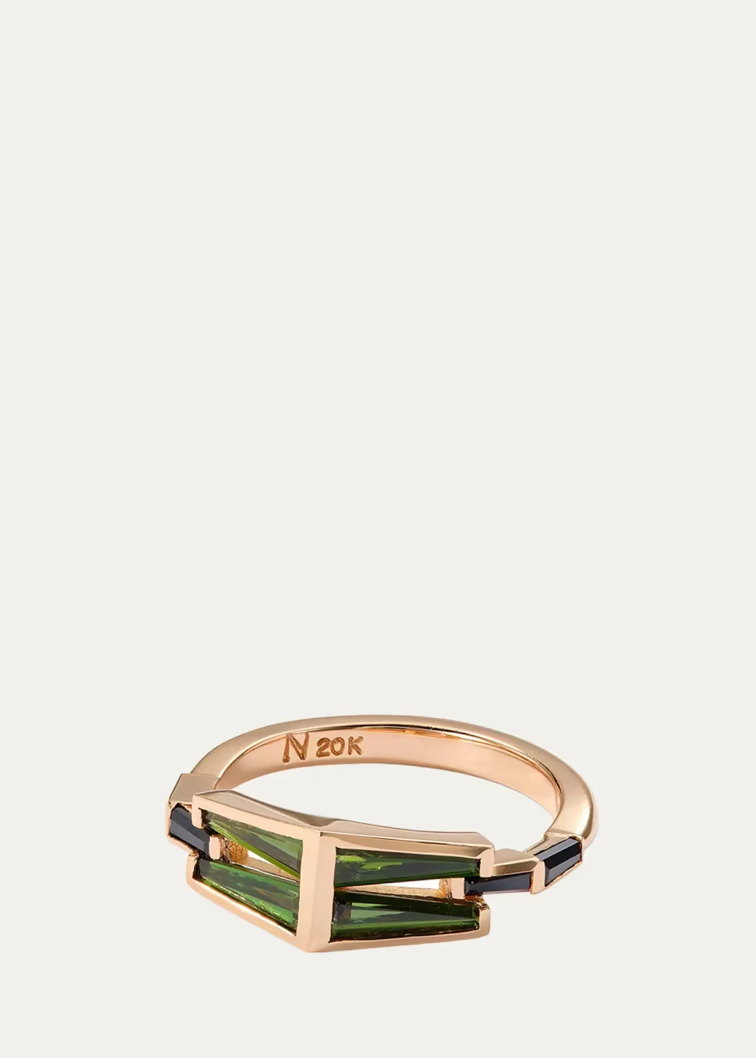 Trapezoid Link 20K Rose Gold & Tourmaline Ring by Nak Armstrong