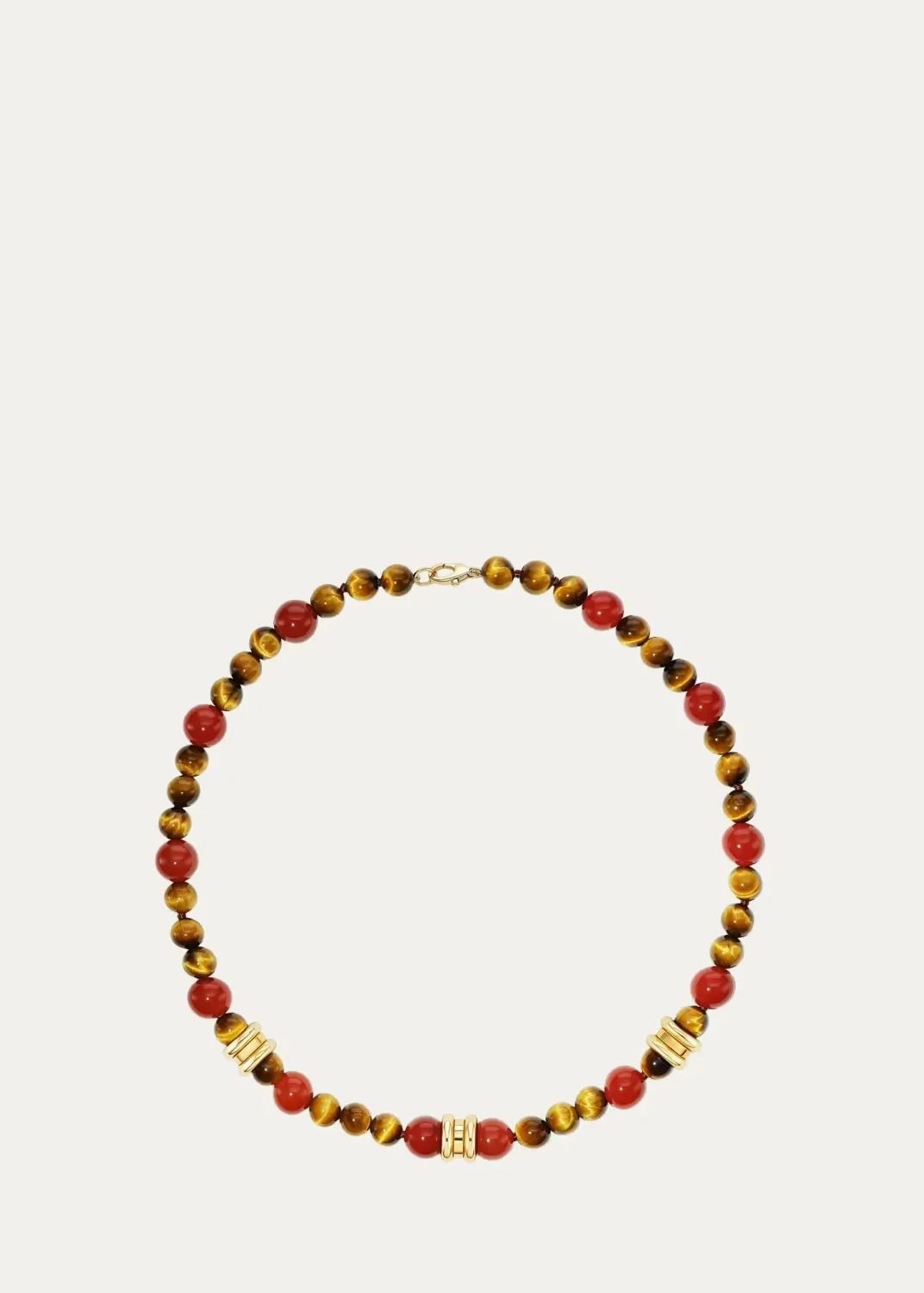 Napa 18K Carnelian and Tigers Eye Beaded Necklace by Grace Winfrey