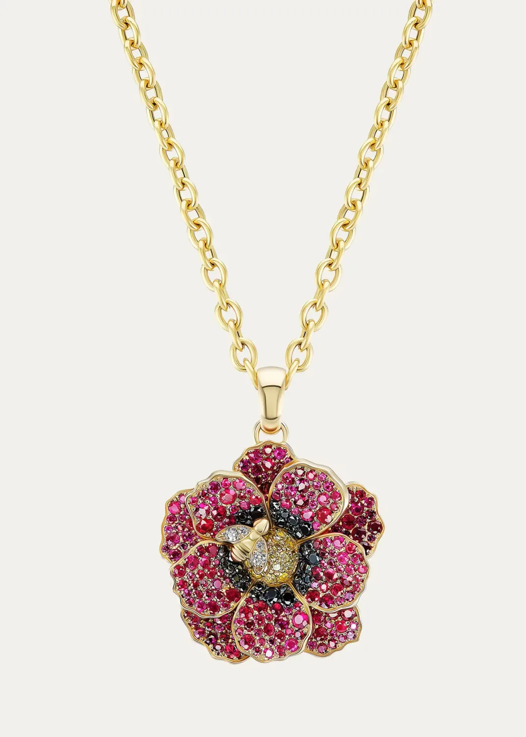 18K Poppy Flower Pendant Necklace by Grace Winfrey