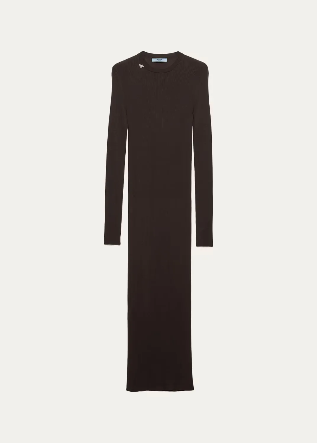 Long-Sleeve Ribbed Wool Midi Dress by Prada
