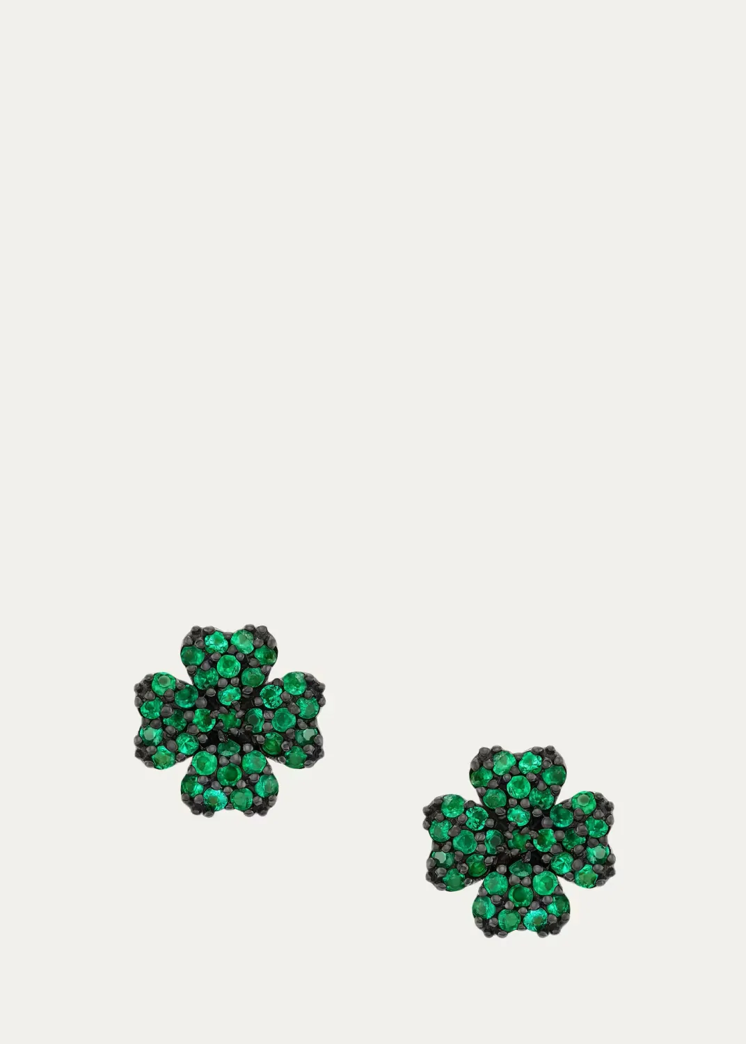 18K Emerald Clover Stud Earrings by Grace Winfrey