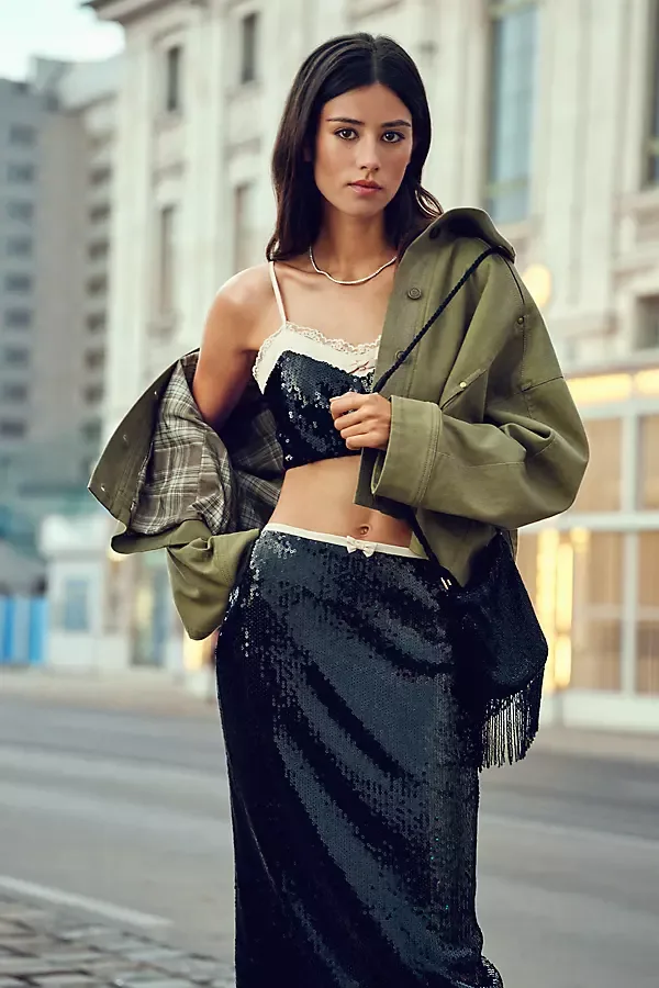 Sequin Midi Skirt by Elevator Disco