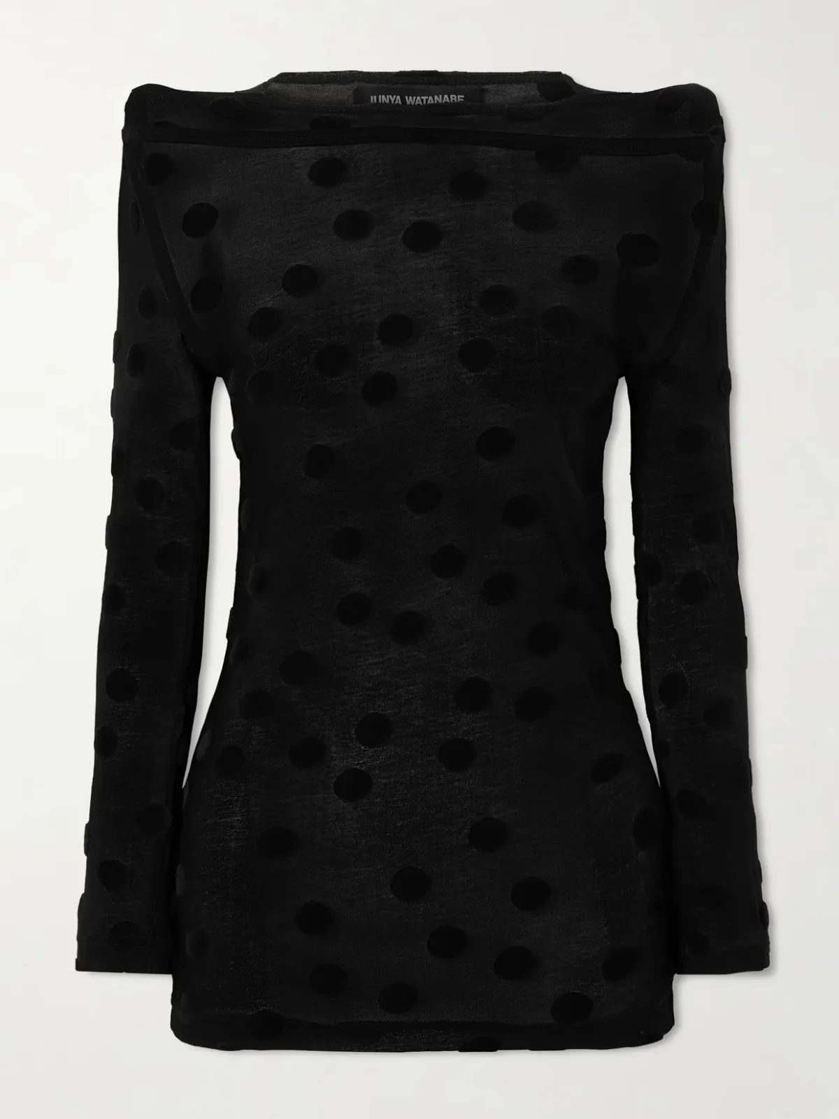 - Polka-dot Flocked Cotton-jersey Blouse -