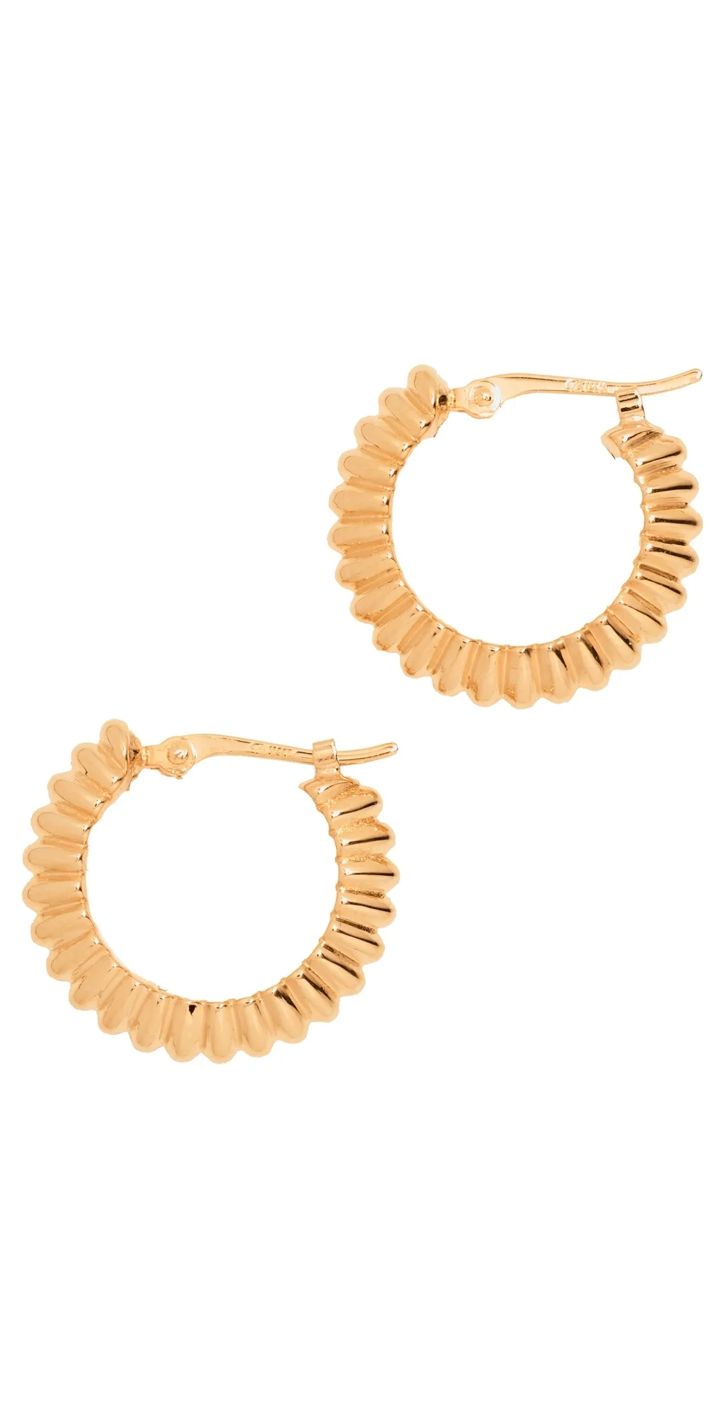 Ridged Knife Edge Helium Hoops 14k Yellow Gold by Ariel Gordon Jewelry