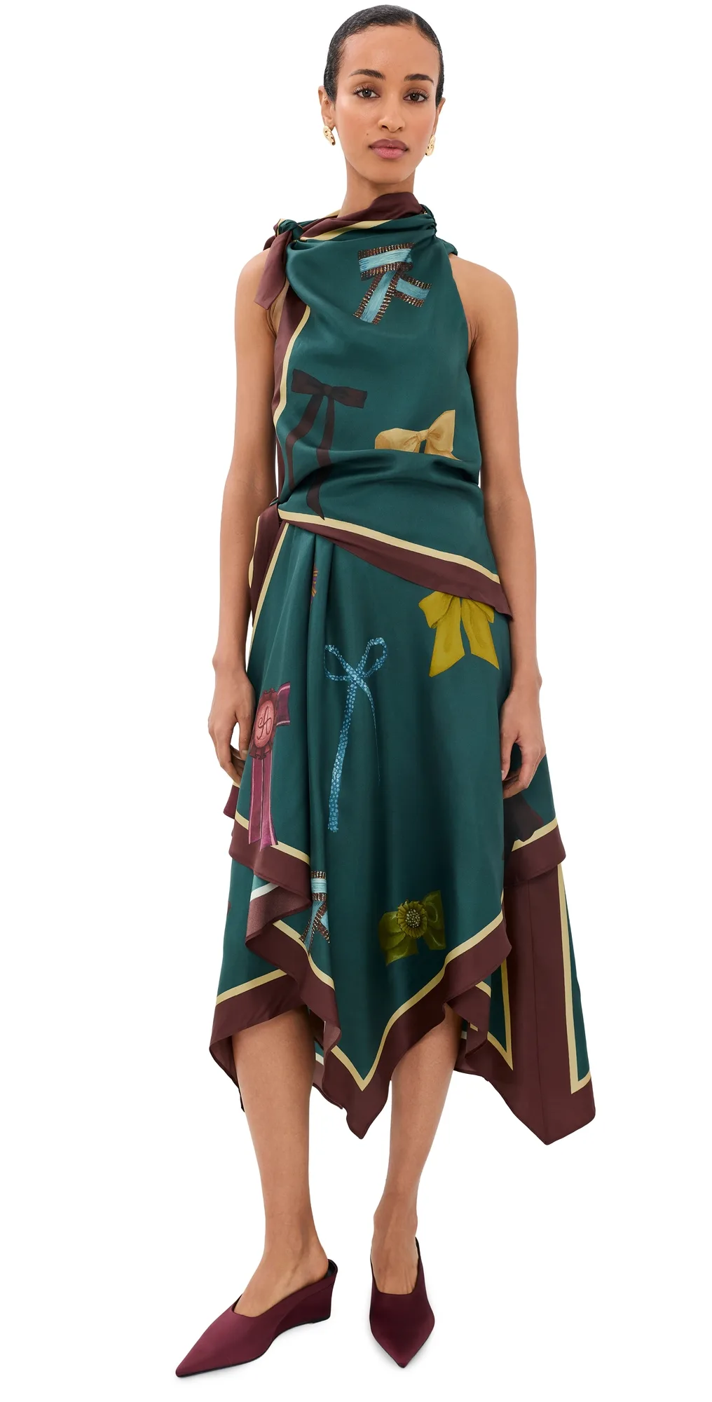 Rosette Silk Scarf Midi Dress by ALMAIS