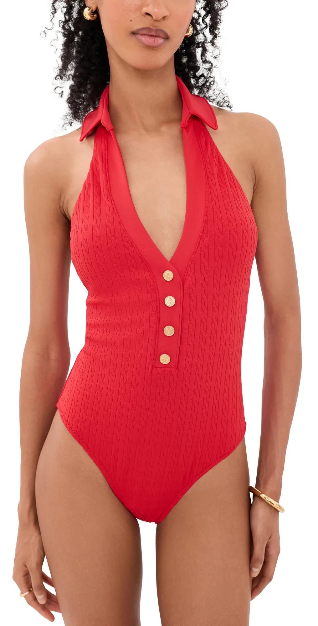 Collard One Piece with Gold Branded Buttons by L'AGENCE