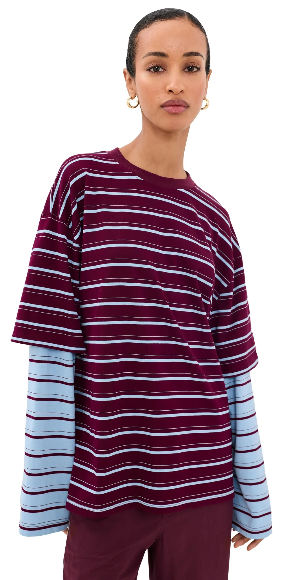 Bottega Shirt Burgundy Sky Stripe by Lioness