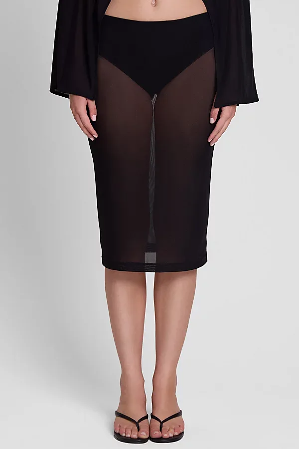 Vesper Sheer Mesh Knee Length Skirt by LEAU