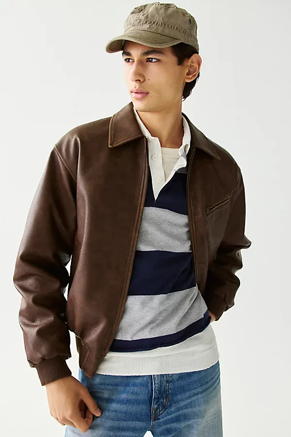Faux Leather Bomber Jacket by BDG
