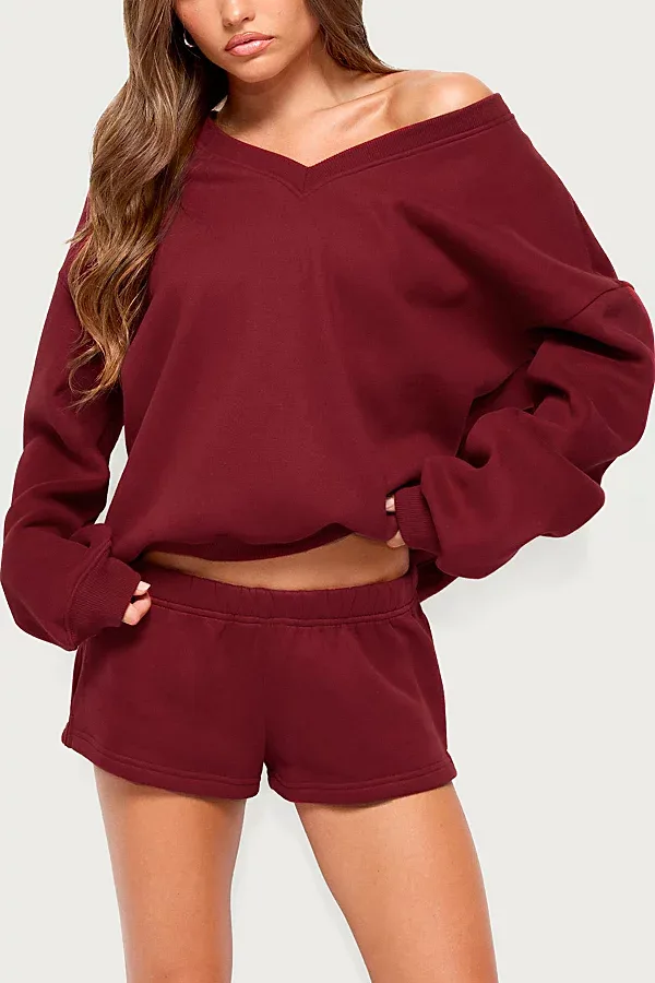 Bronte V Neck Sweatshirt by Edikted