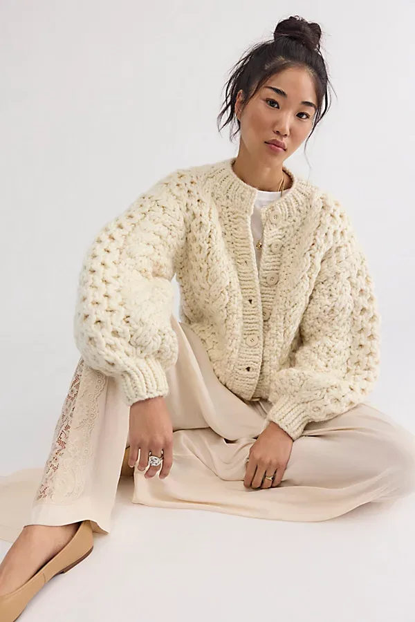 Charlotte Honey Cable Knit Cardi