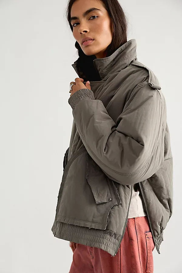Side Zip-Up Padded MA-1 Jacket