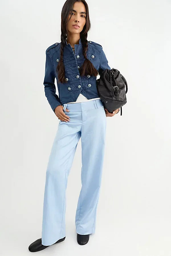 Time Flies Low-Rise Clean Satin Trousers by Free People