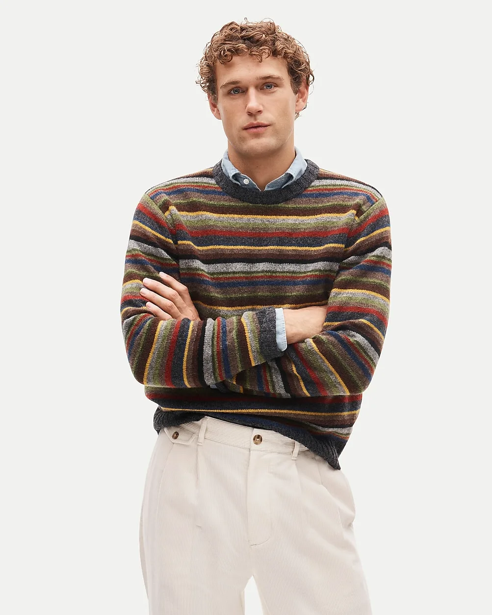 Wool Sweater in Multistripe by J.Crew