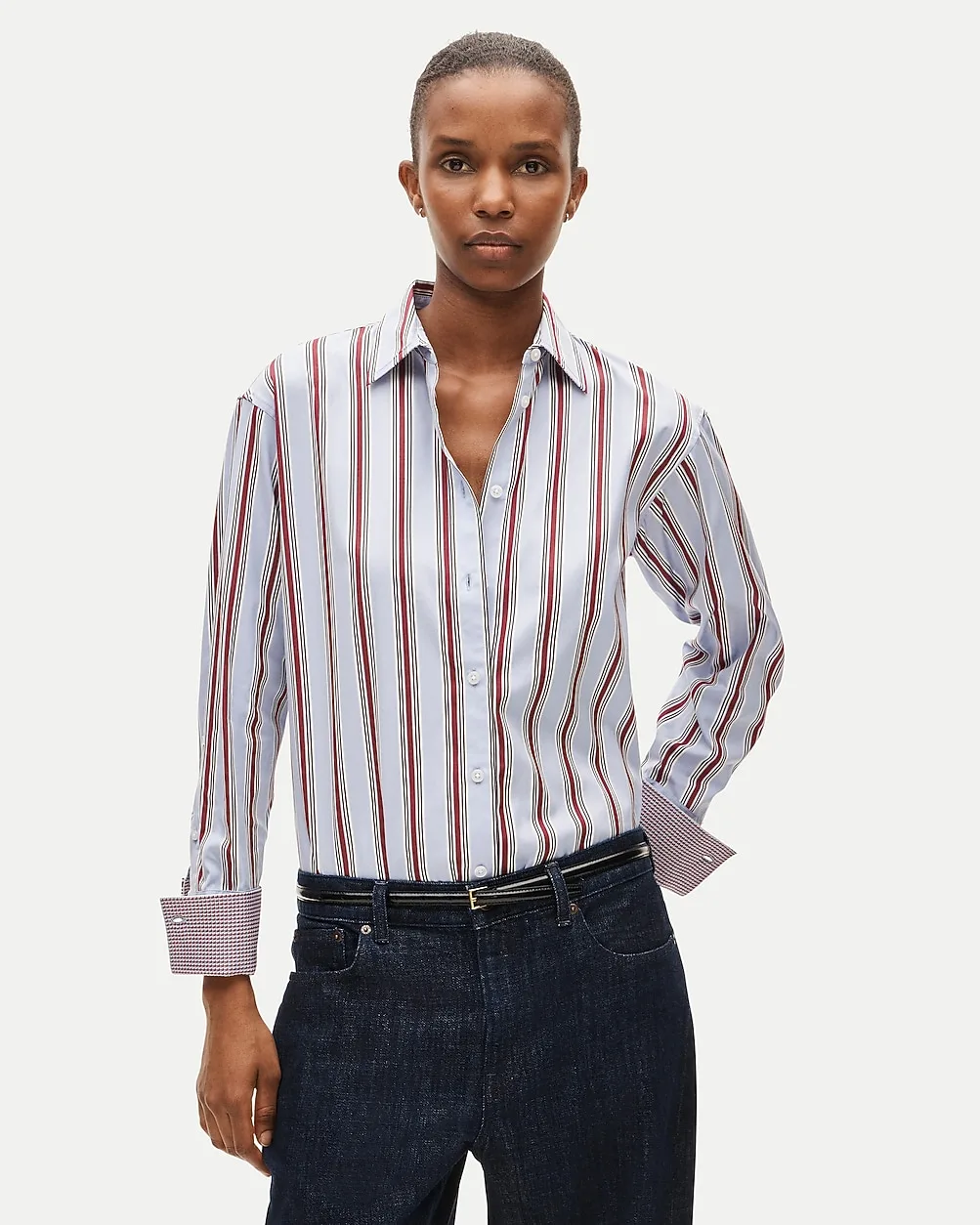 Esme Button-Up Shirt in Contrast-Cuff Cotton Poplin by J.Crew