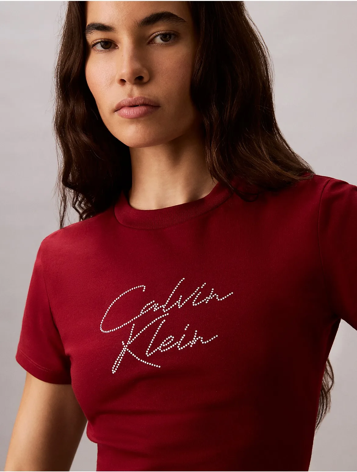 Slim Rhinestone Logo Tee by Calvin Klein